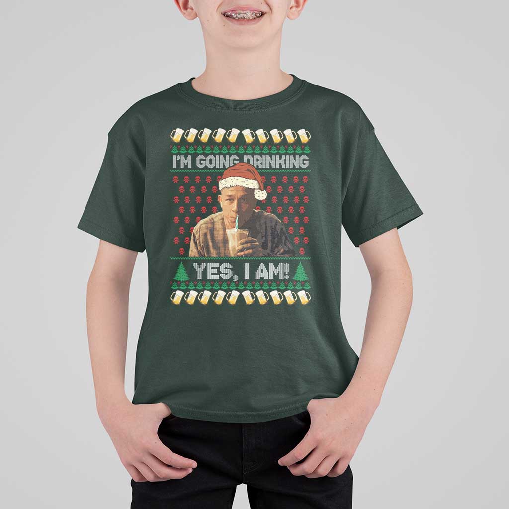 Funny Ed Gein Drinking Wine T Shirt For Kid Im Going Drinking Yes I Am Christmas Meme - Wonder Print Shop