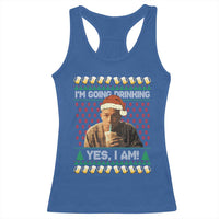 Funny Ed Gein Drinking Wine Racerback Tank Top Im Going Drinking Yes I Am Christmas Meme - Wonder Print Shop
