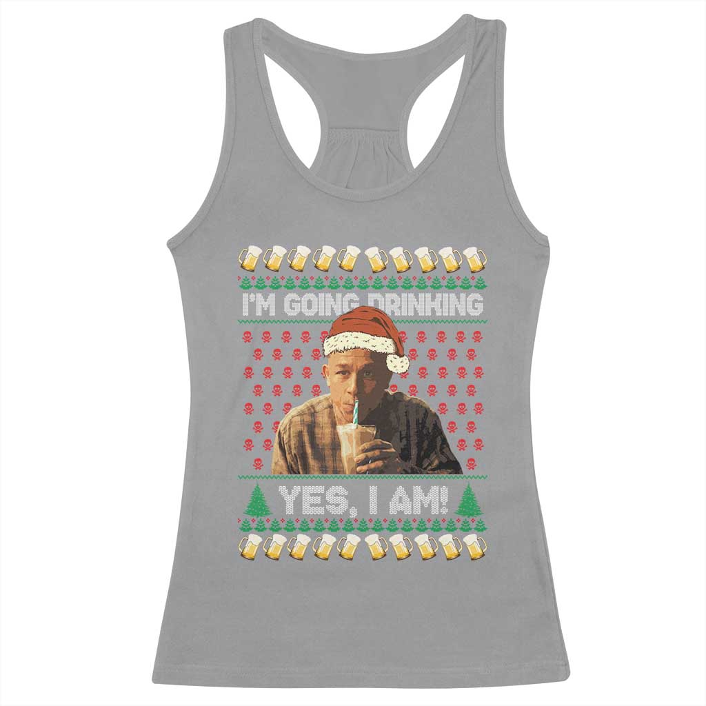 Funny Ed Gein Drinking Wine Racerback Tank Top Im Going Drinking Yes I Am Christmas Meme - Wonder Print Shop
