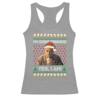 Funny Ed Gein Drinking Wine Racerback Tank Top Im Going Drinking Yes I Am Christmas Meme - Wonder Print Shop