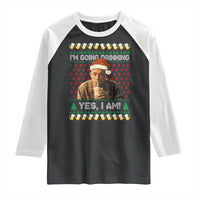 Funny Ed Gein Drinking Wine Raglan Shirt Im Going Drinking Yes I Am Christmas Meme - Wonder Print Shop
