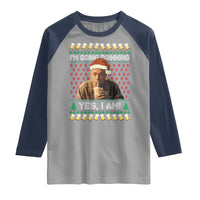 Funny Ed Gein Drinking Wine Raglan Shirt Im Going Drinking Yes I Am Christmas Meme - Wonder Print Shop