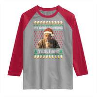 Funny Ed Gein Drinking Wine Raglan Shirt Im Going Drinking Yes I Am Christmas Meme - Wonder Print Shop