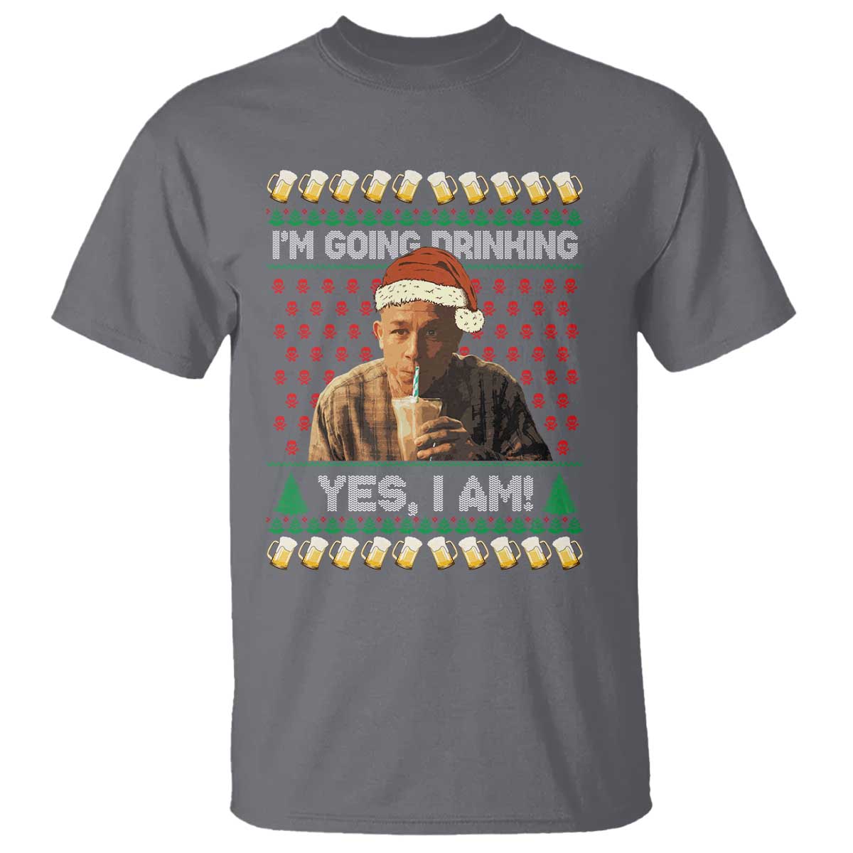Funny Ed Gein Drinking Wine T Shirt Im Going Drinking Yes I Am Christmas Meme - Wonder Print Shop