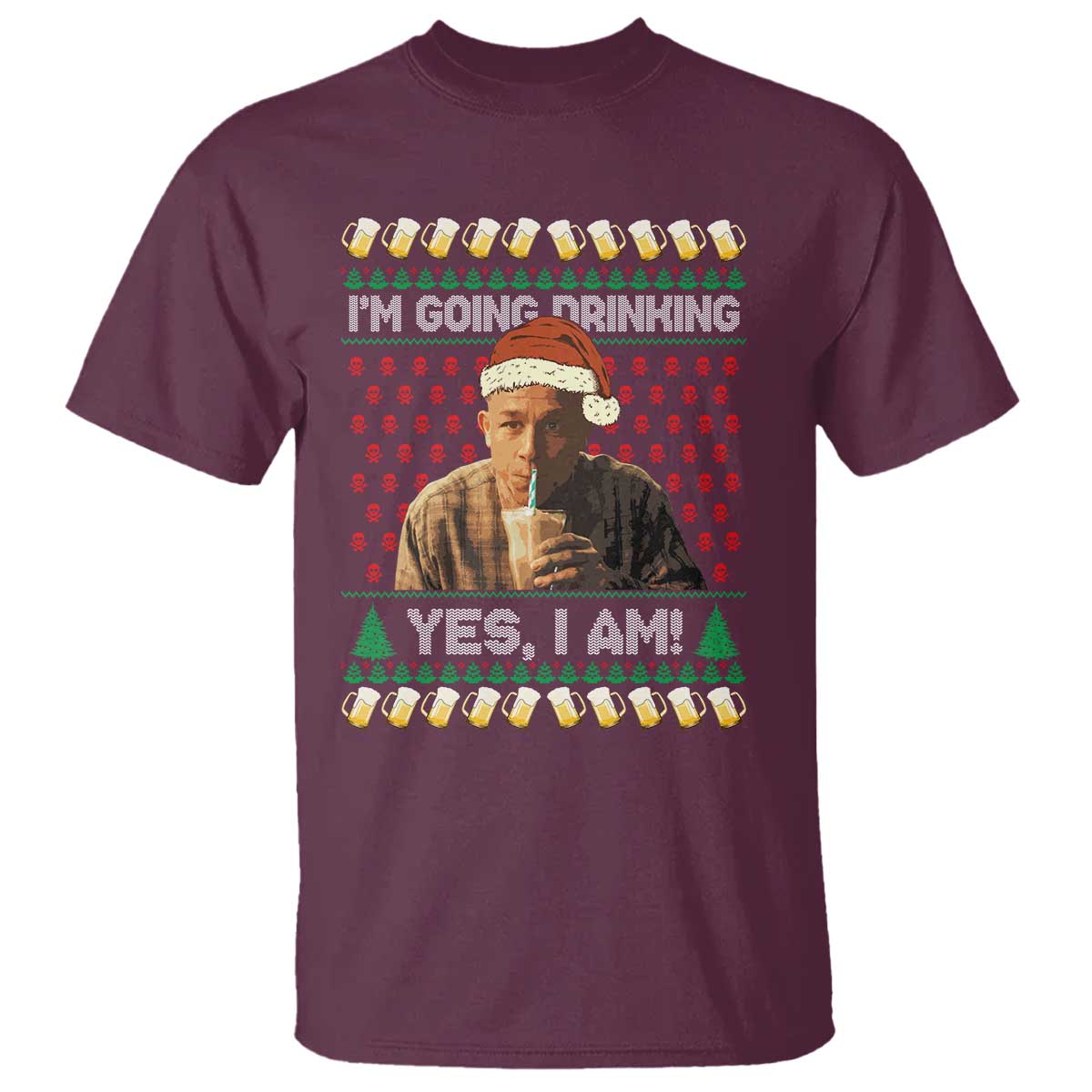Funny Ed Gein Drinking Wine T Shirt Im Going Drinking Yes I Am Christmas Meme - Wonder Print Shop