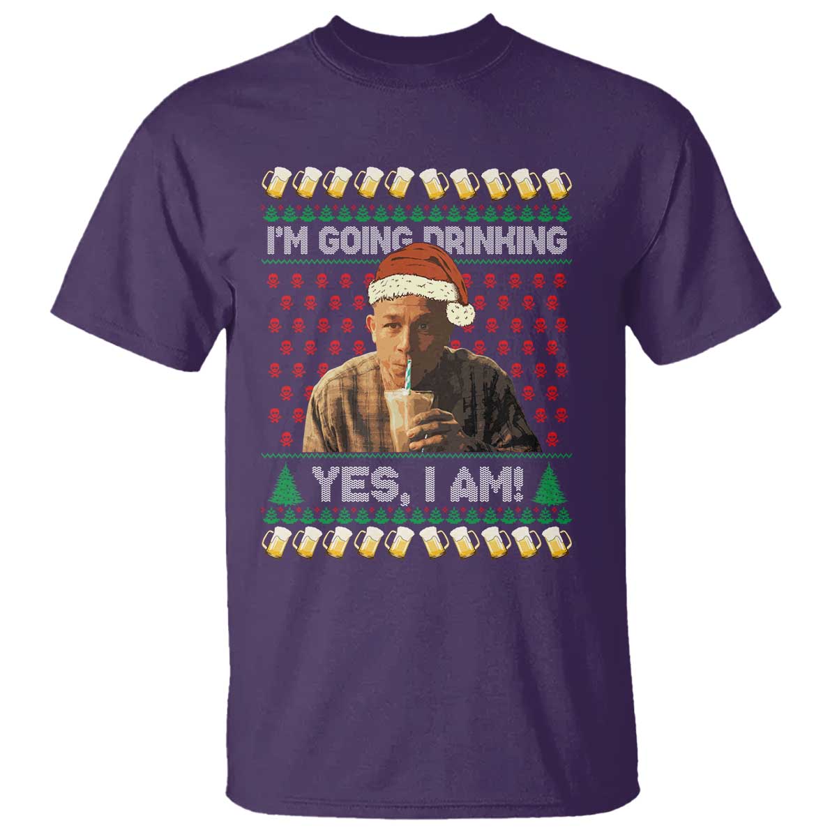 Funny Ed Gein Drinking Wine T Shirt Im Going Drinking Yes I Am Christmas Meme - Wonder Print Shop