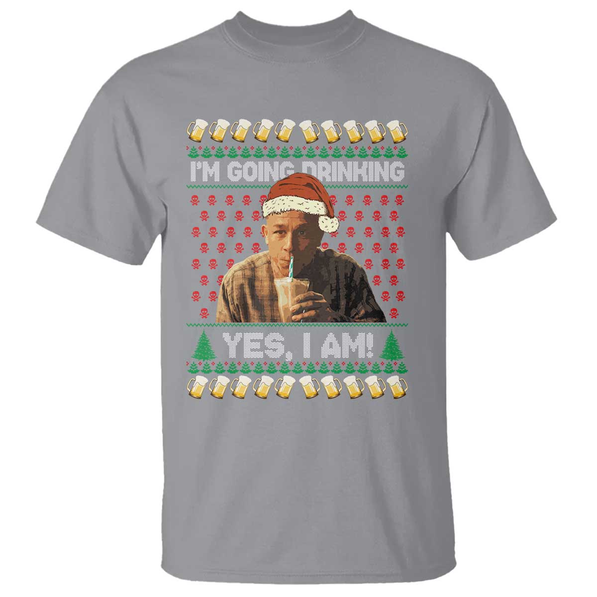Funny Ed Gein Drinking Wine T Shirt Im Going Drinking Yes I Am Christmas Meme - Wonder Print Shop