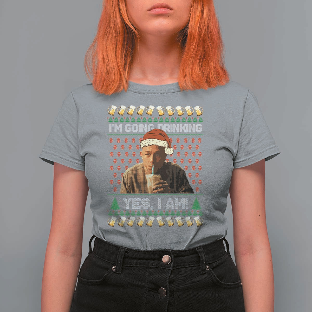 Funny Ed Gein Drinking Wine T Shirt For Women Im Going Drinking Yes I Am Christmas Meme - Wonder Print Shop