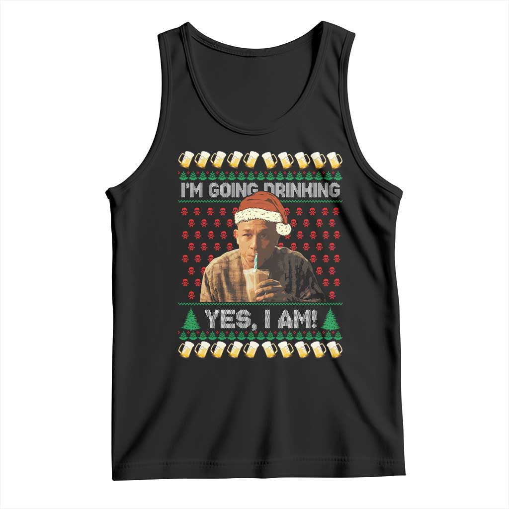 Funny Ed Gein Drinking Wine Tank Top Im Going Drinking Yes I Am Christmas Meme - Wonder Print Shop