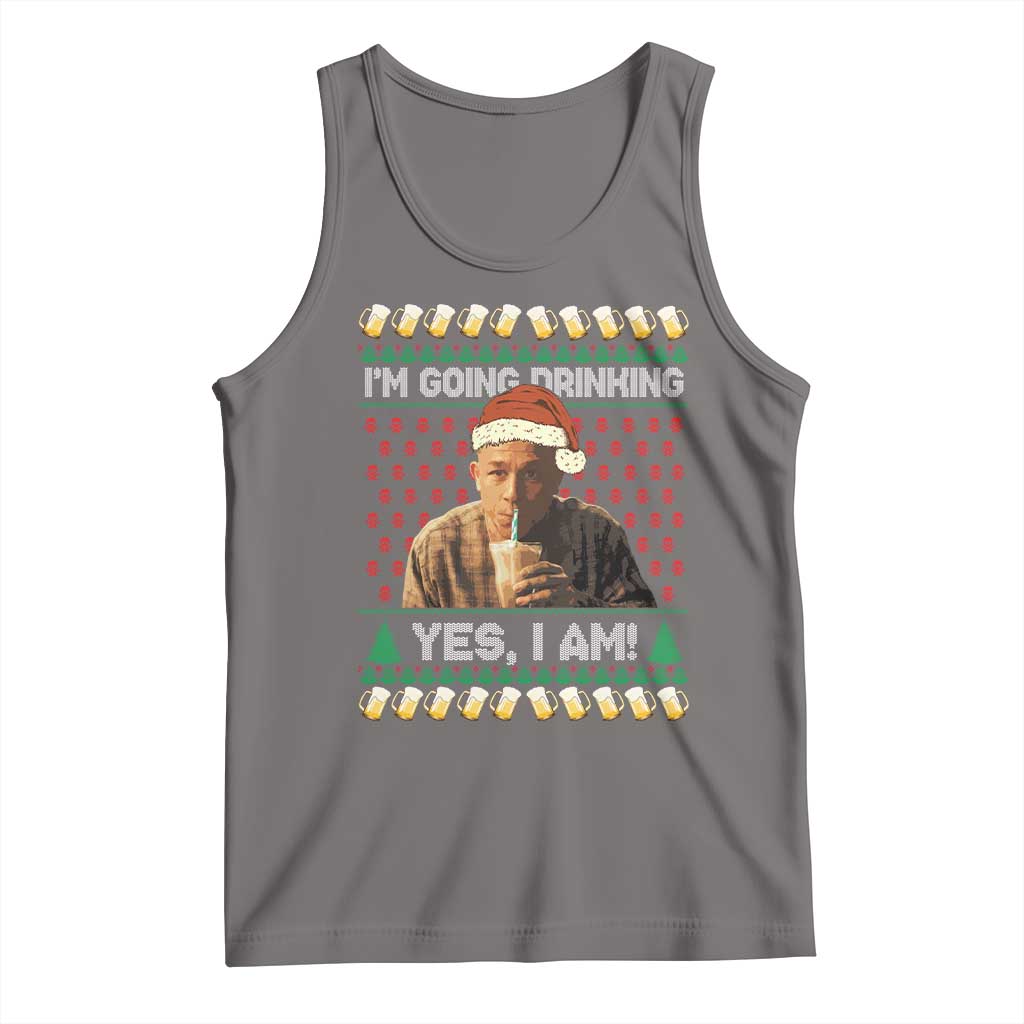Funny Ed Gein Drinking Wine Tank Top Im Going Drinking Yes I Am Christmas Meme - Wonder Print Shop