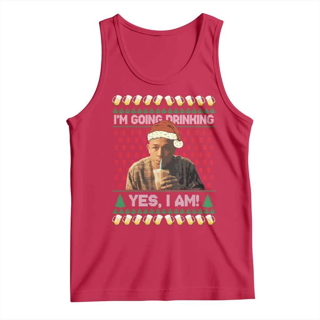 Funny Ed Gein Drinking Wine Tank Top Im Going Drinking Yes I Am Christmas Meme - Wonder Print Shop