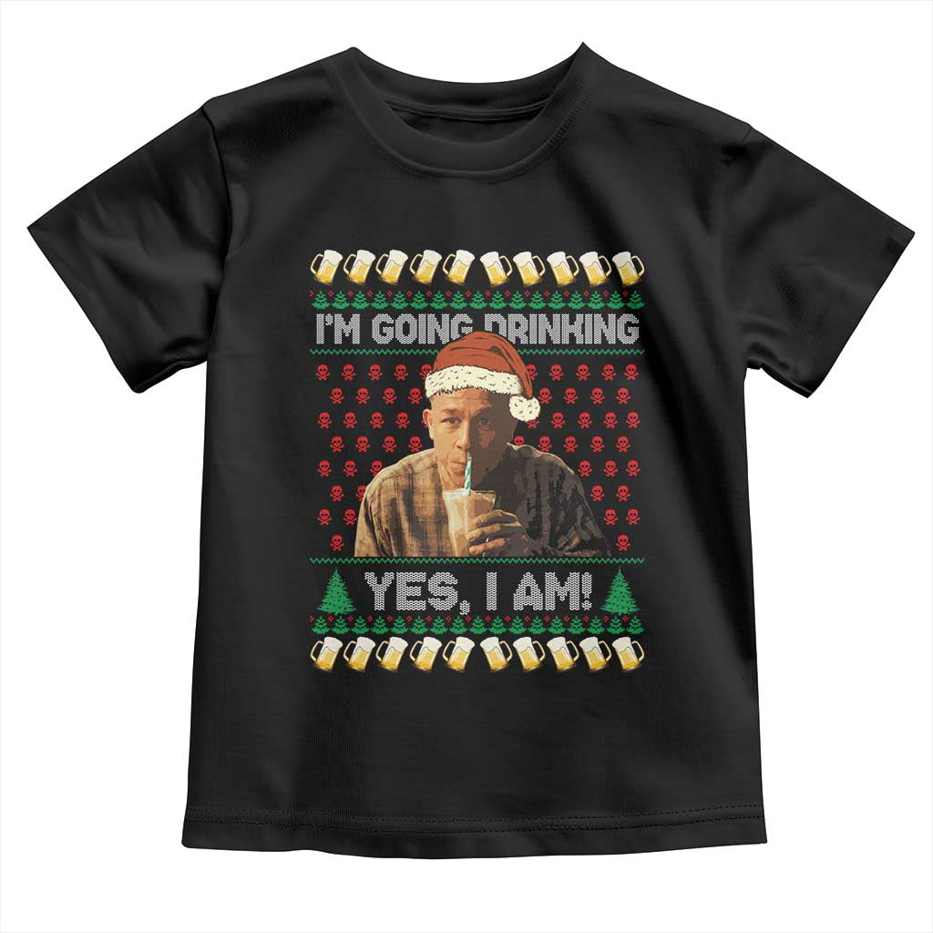 Funny Ed Gein Drinking Wine Toddler T Shirt Im Going Drinking Yes I Am Christmas Meme - Wonder Print Shop