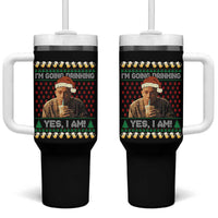 Funny Ed Gein Drinking Wine Tumbler With Handle Im Going Drinking Yes I Am Christmas Meme - Wonder Print Shop