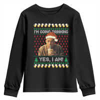 Funny Ed Gein Drinking Wine Youth Sweatshirt Im Going Drinking Yes I Am Christmas Meme - Wonder Print Shop