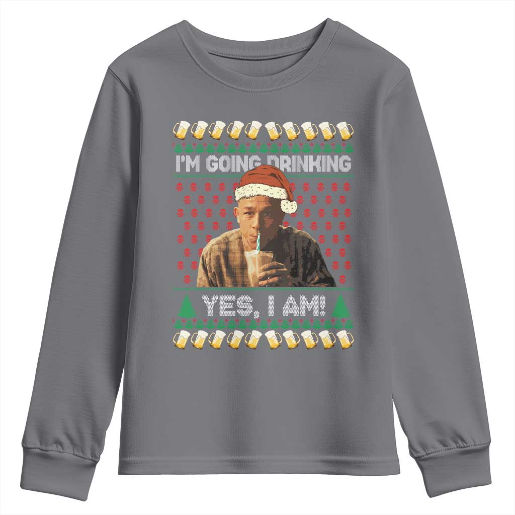 Funny Ed Gein Drinking Wine Youth Sweatshirt Im Going Drinking Yes I Am Christmas Meme - Wonder Print Shop
