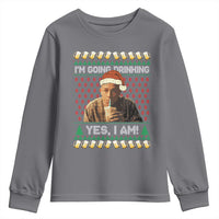 Funny Ed Gein Drinking Wine Youth Sweatshirt Im Going Drinking Yes I Am Christmas Meme - Wonder Print Shop