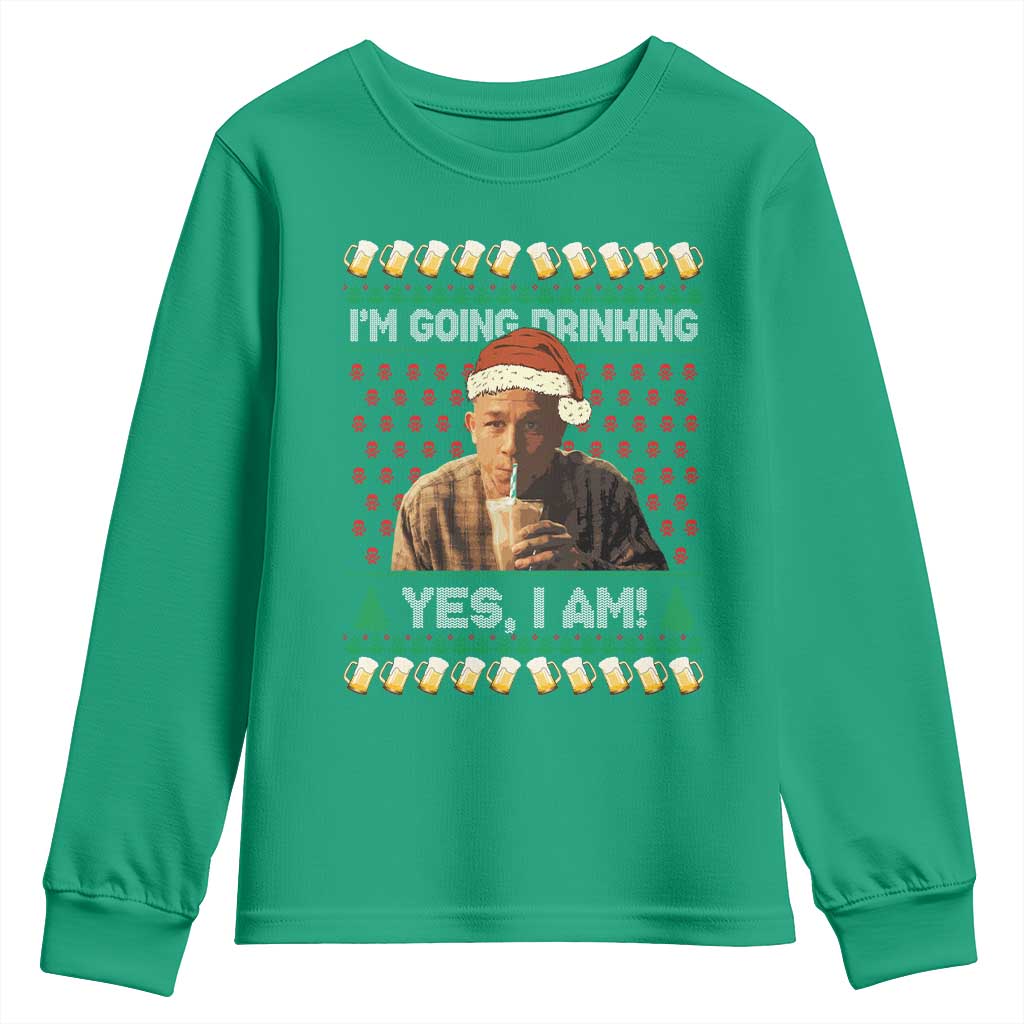 Funny Ed Gein Drinking Wine Youth Sweatshirt Im Going Drinking Yes I Am Christmas Meme - Wonder Print Shop