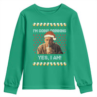 Funny Ed Gein Drinking Wine Youth Sweatshirt Im Going Drinking Yes I Am Christmas Meme - Wonder Print Shop