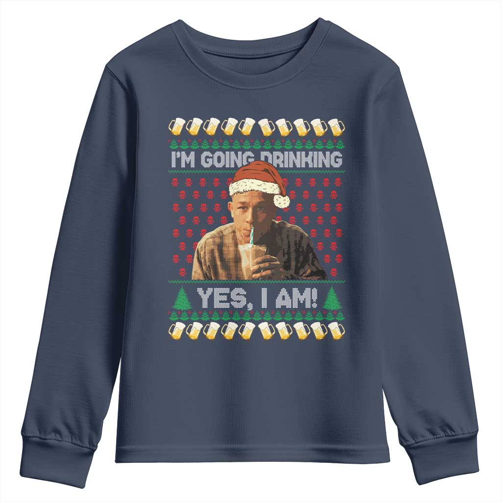 Funny Ed Gein Drinking Wine Youth Sweatshirt Im Going Drinking Yes I Am Christmas Meme - Wonder Print Shop