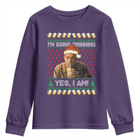 Funny Ed Gein Drinking Wine Youth Sweatshirt Im Going Drinking Yes I Am Christmas Meme - Wonder Print Shop