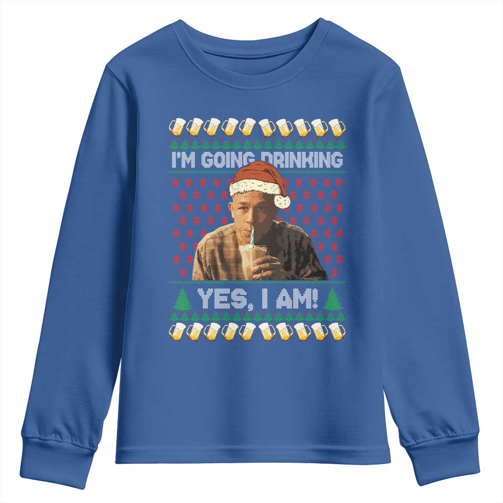 Funny Ed Gein Drinking Wine Youth Sweatshirt Im Going Drinking Yes I Am Christmas Meme - Wonder Print Shop