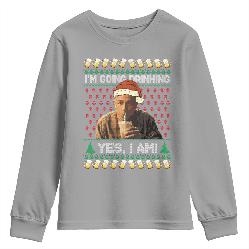 Funny Ed Gein Drinking Wine Youth Sweatshirt Im Going Drinking Yes I Am Christmas Meme - Wonder Print Shop