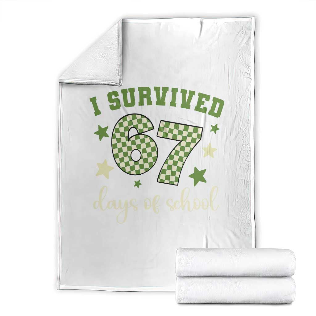 I Survived 67 Days of School Throw Blanket Funny Six Seven Meme Students Teacher Celebration - Wonder Print Shop