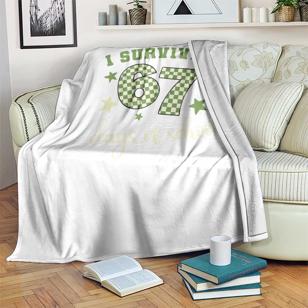 I Survived 67 Days of School Throw Blanket Funny Six Seven Meme Students Teacher Celebration - Wonder Print Shop