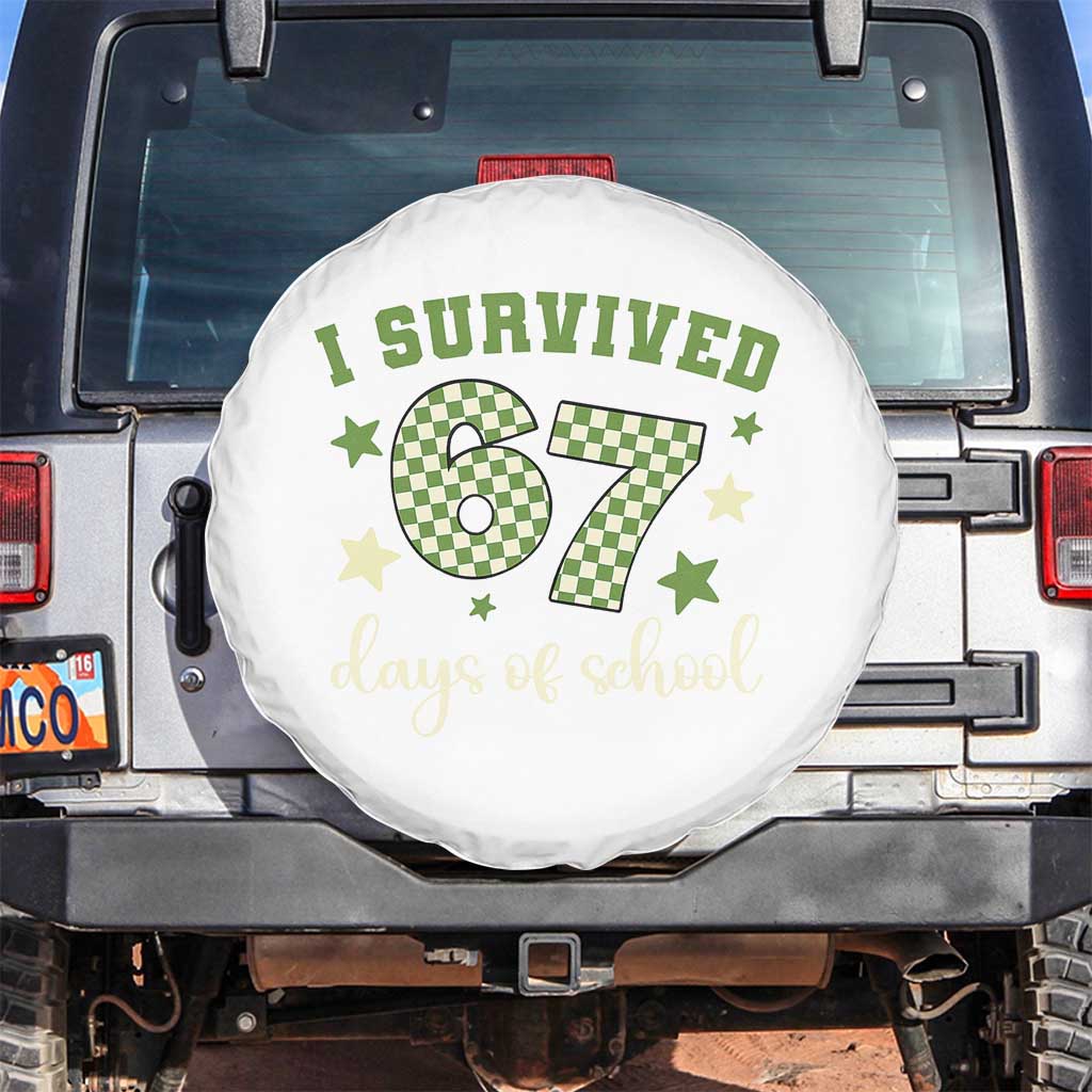 I Survived 67 Days of School Spare Tire Cover Funny Six Seven Meme Students Teacher Celebration - Wonder Print Shop