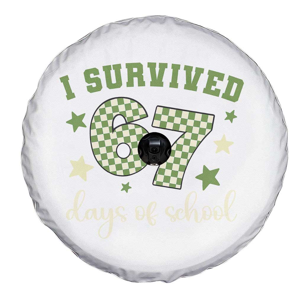 I Survived 67 Days of School Spare Tire Cover Funny Six Seven Meme Students Teacher Celebration - Wonder Print Shop