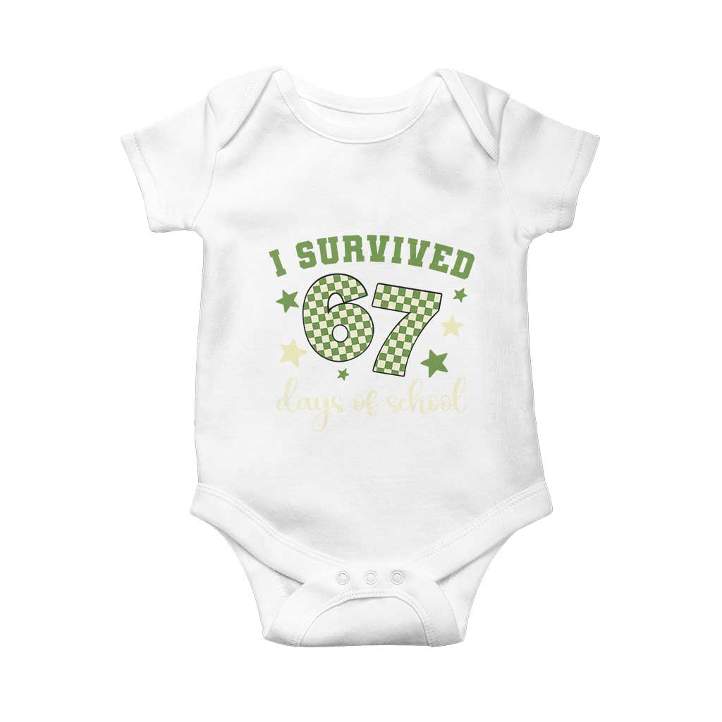 I Survived 67 Days of School Baby Onesie Funny Six Seven Meme Students Teacher Celebration - Wonder Print Shop