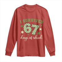 I Survived 67 Days of School Long Sleeve Shirt Funny Six Seven Meme Students Teacher Celebration - Wonder Print Shop