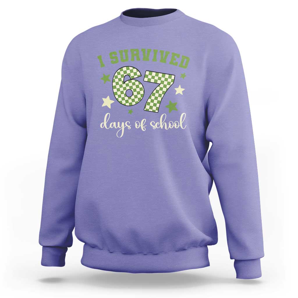 I Survived 67 Days of School Sweatshirt Funny Six Seven Meme Students Teacher Celebration - Wonder Print Shop