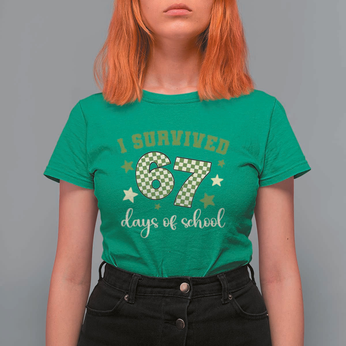 I Survived 67 Days of School T Shirt For Women Funny Six Seven Meme Students Teacher Celebration - Wonder Print Shop