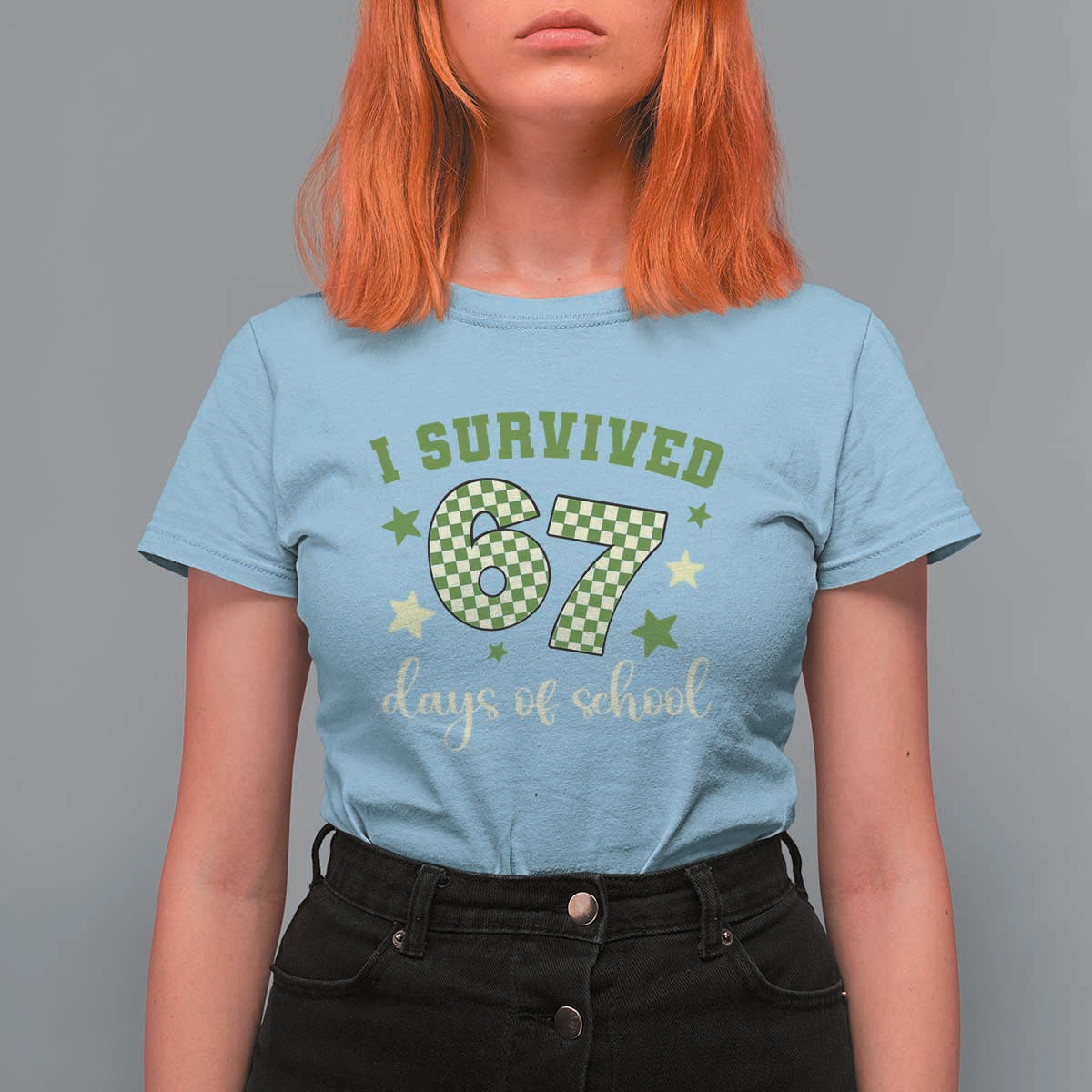 I Survived 67 Days of School T Shirt For Women Funny Six Seven Meme Students Teacher Celebration - Wonder Print Shop