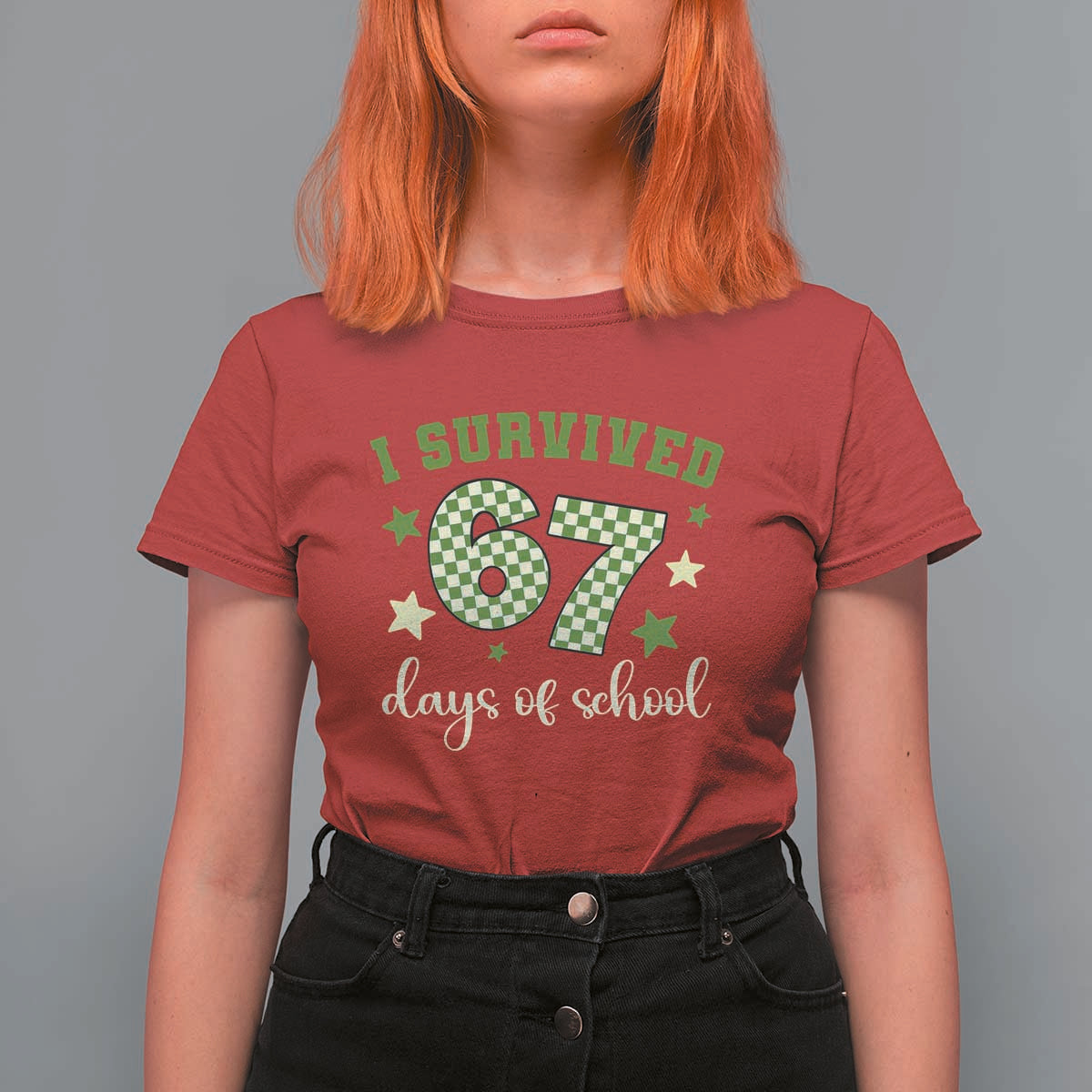 I Survived 67 Days of School T Shirt For Women Funny Six Seven Meme Students Teacher Celebration - Wonder Print Shop