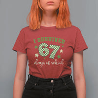 I Survived 67 Days of School T Shirt For Women Funny Six Seven Meme Students Teacher Celebration - Wonder Print Shop