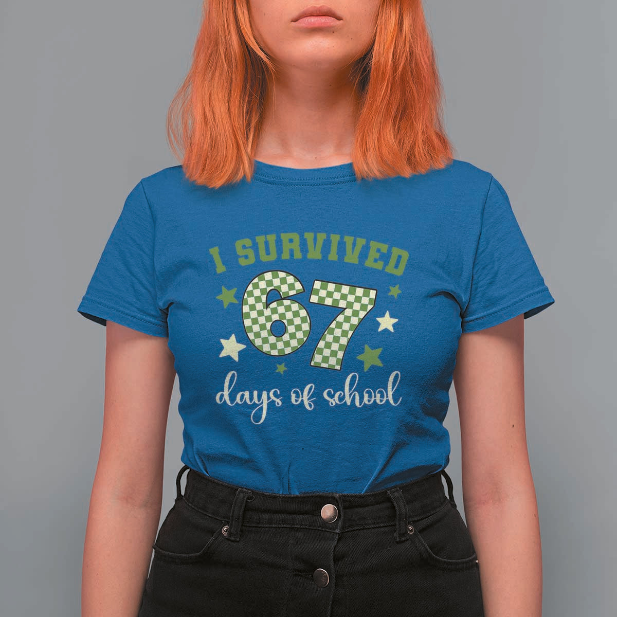 I Survived 67 Days of School T Shirt For Women Funny Six Seven Meme Students Teacher Celebration - Wonder Print Shop