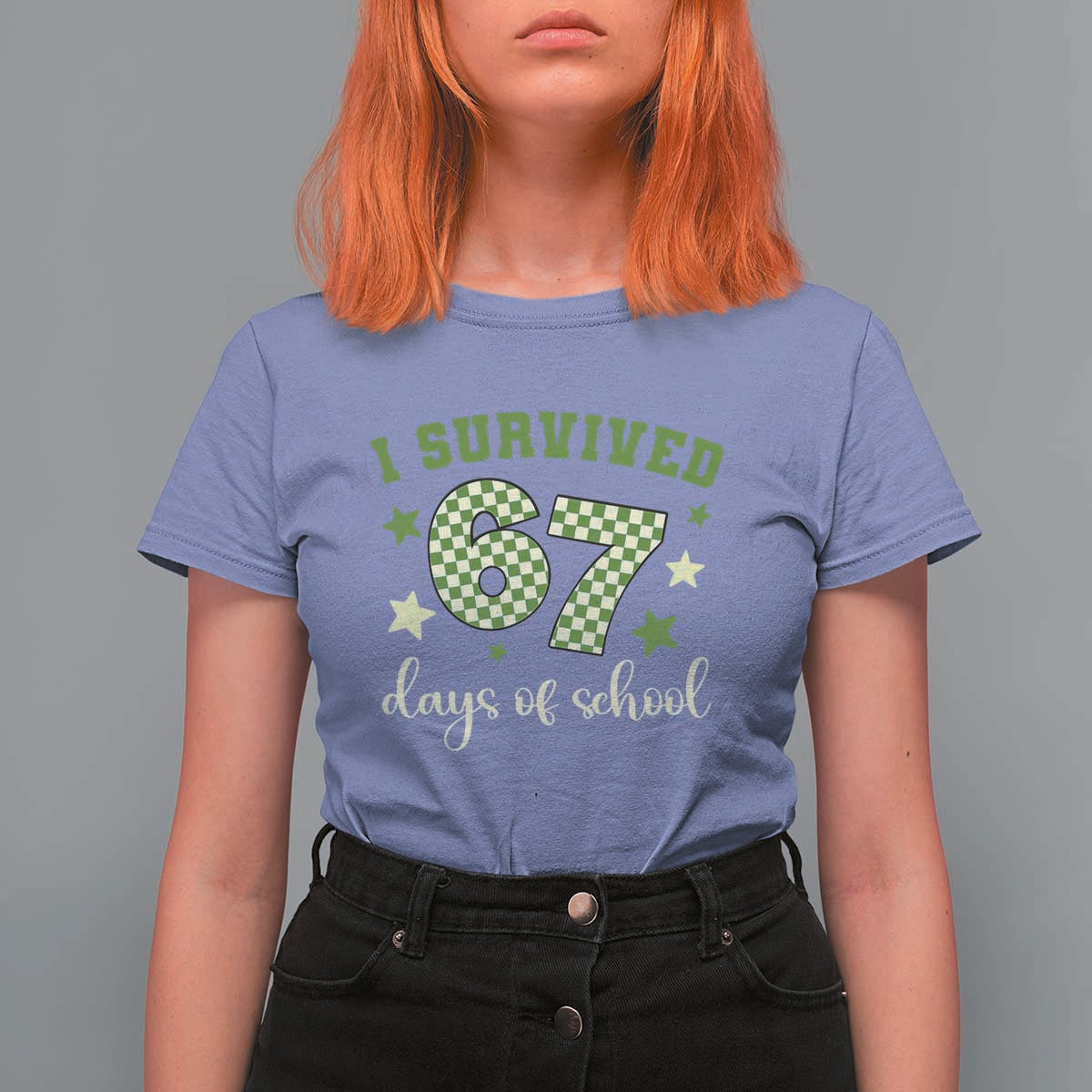 I Survived 67 Days of School T Shirt For Women Funny Six Seven Meme Students Teacher Celebration - Wonder Print Shop