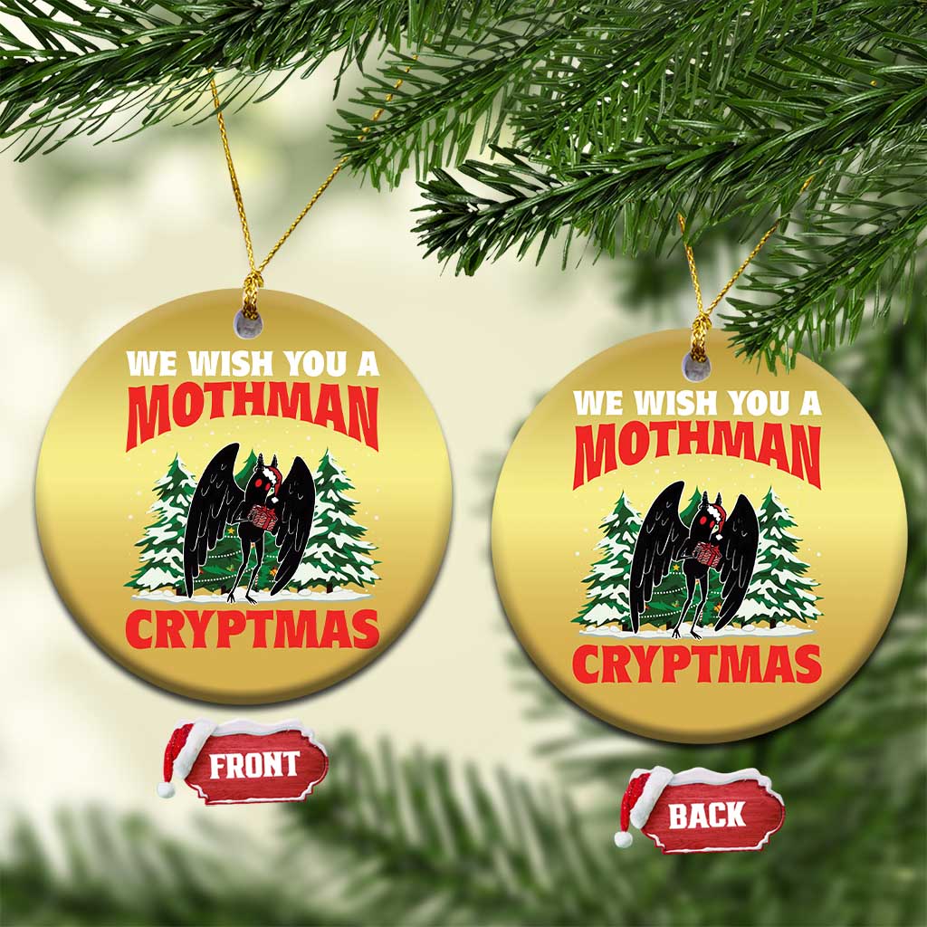 Mothman Christmas Christmas Ornament We Wish You A Mothman Cryptmas Cryptid Cryptidcore - Wonder Print Shop