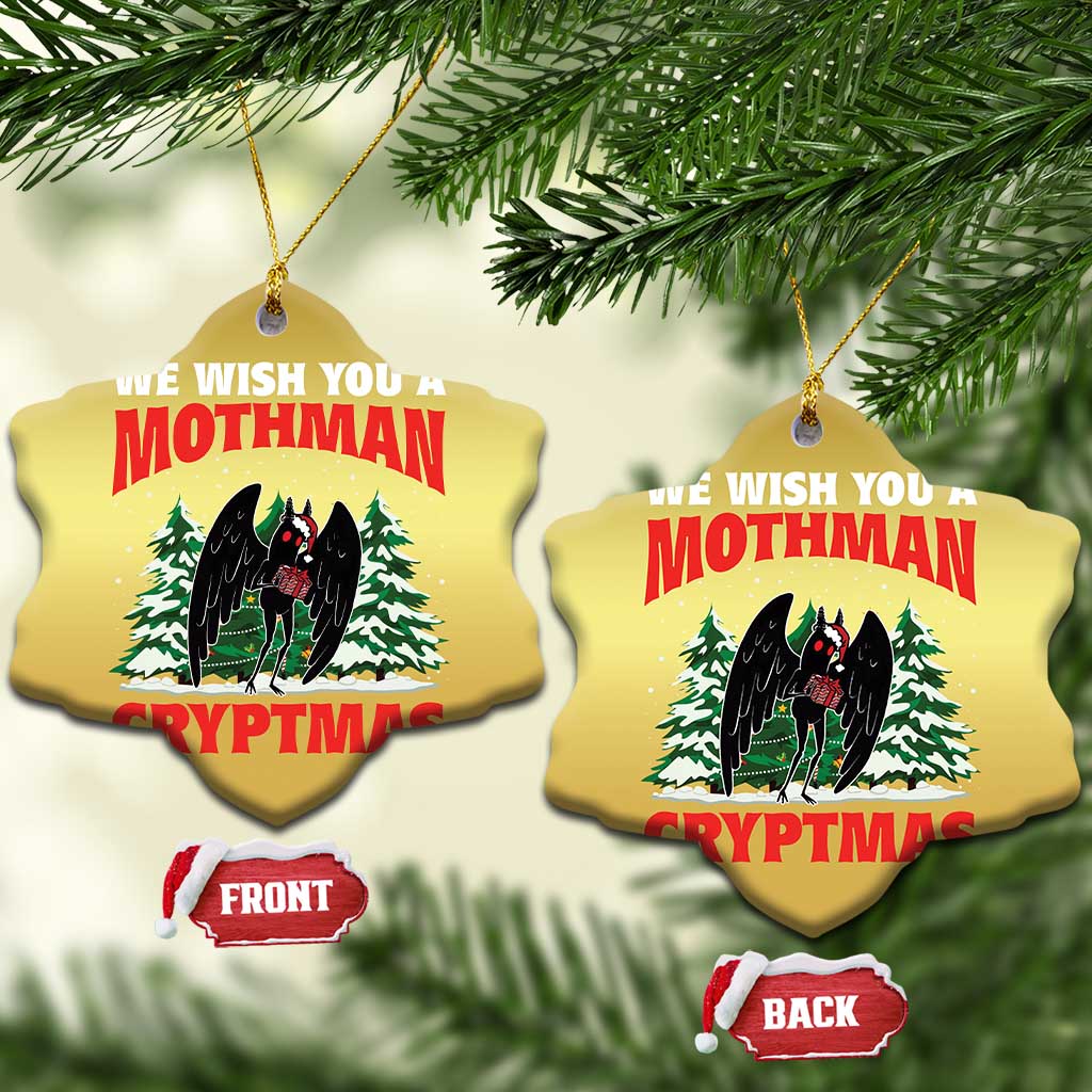 Mothman Christmas Christmas Ornament We Wish You A Mothman Cryptmas Cryptid Cryptidcore - Wonder Print Shop
