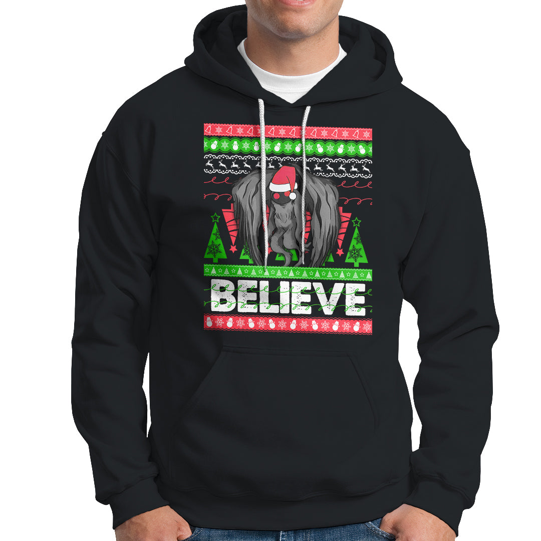 Mothman Christmas Hoodie Believe Cryptmas Cryptid Monster Point Pleasant - Wonder Print Shop