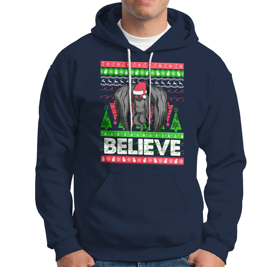 Mothman Christmas Hoodie Believe Cryptmas Cryptid Monster Point Pleasant - Wonder Print Shop