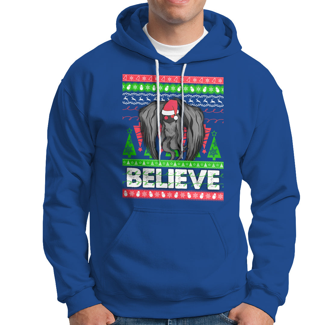 Mothman Christmas Hoodie Believe Cryptmas Cryptid Monster Point Pleasant - Wonder Print Shop