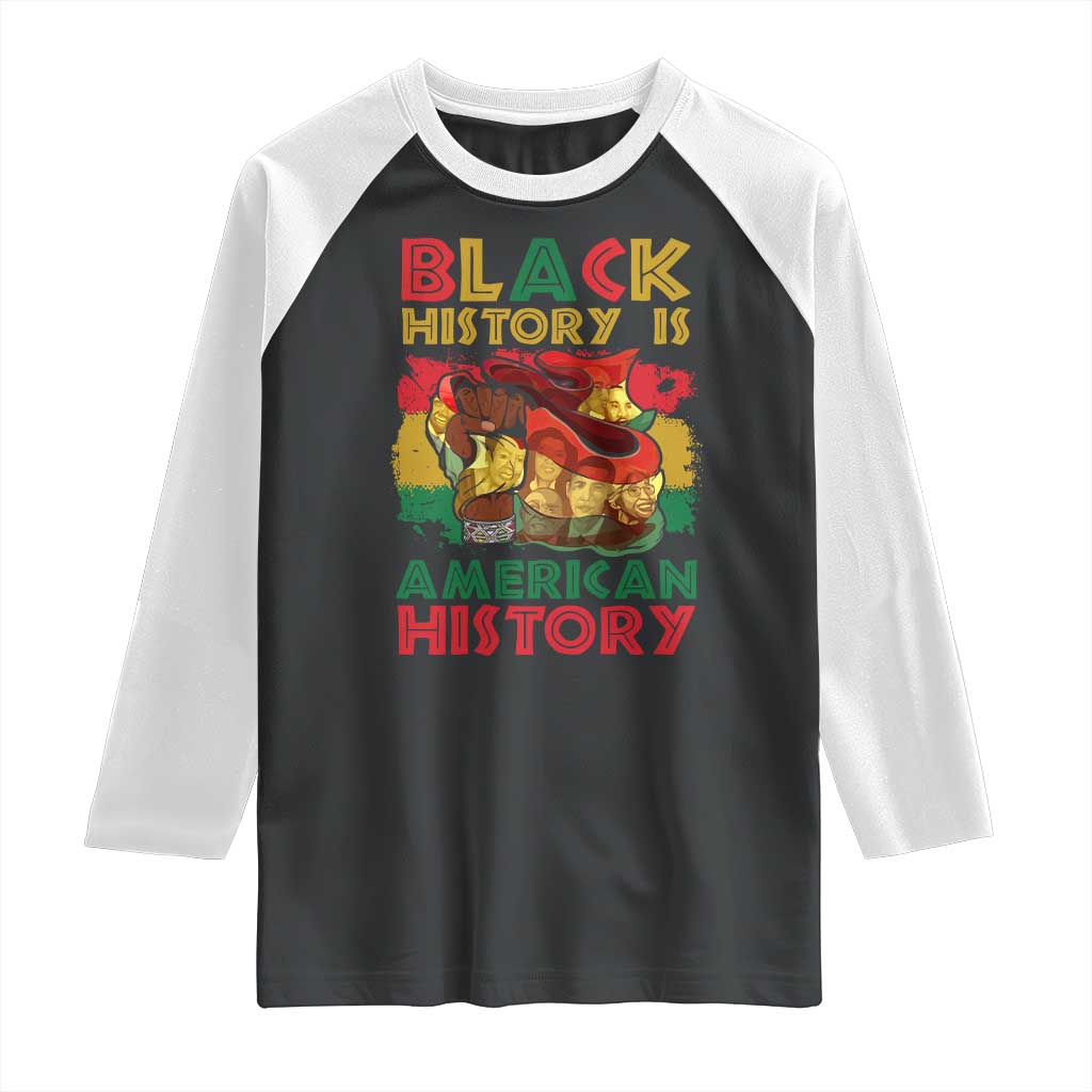 Black History Is American History Raglan Shirt African American Pride Flag Raised Fist