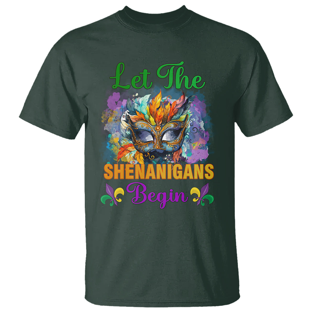 Funny Mardi Gras T Shirt Let The Shenanigans Begin Mask Carnival Lover - Wonder Print Shop
