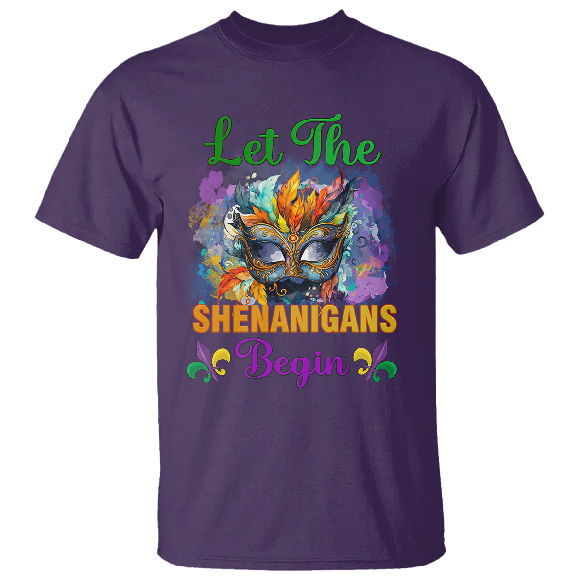 Funny Mardi Gras T Shirt Let The Shenanigans Begin Mask Carnival Lover - Wonder Print Shop