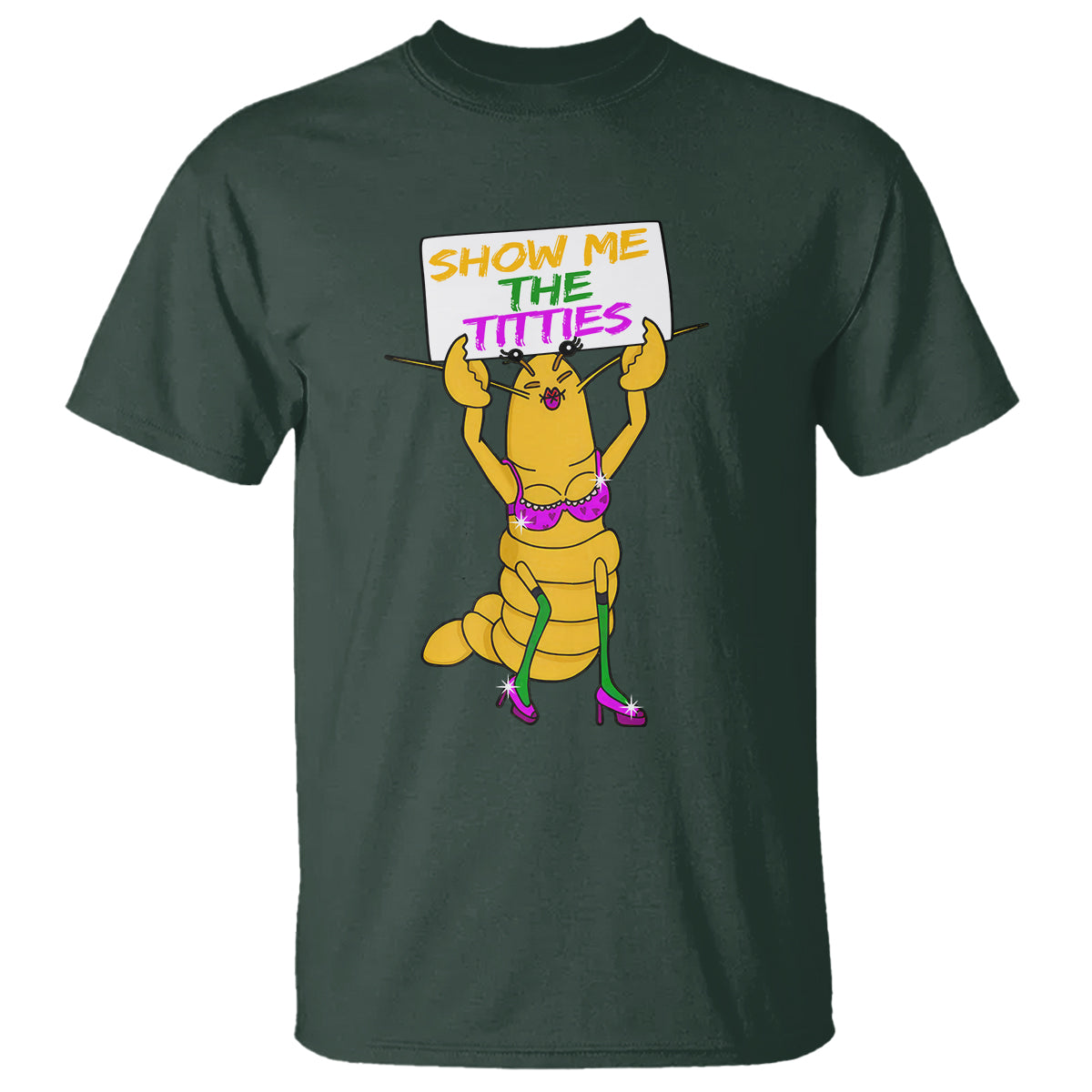 Funny Mardi Gras T Shirt Show Me The Titties Sexy Crawfish - Wonder Print Shop