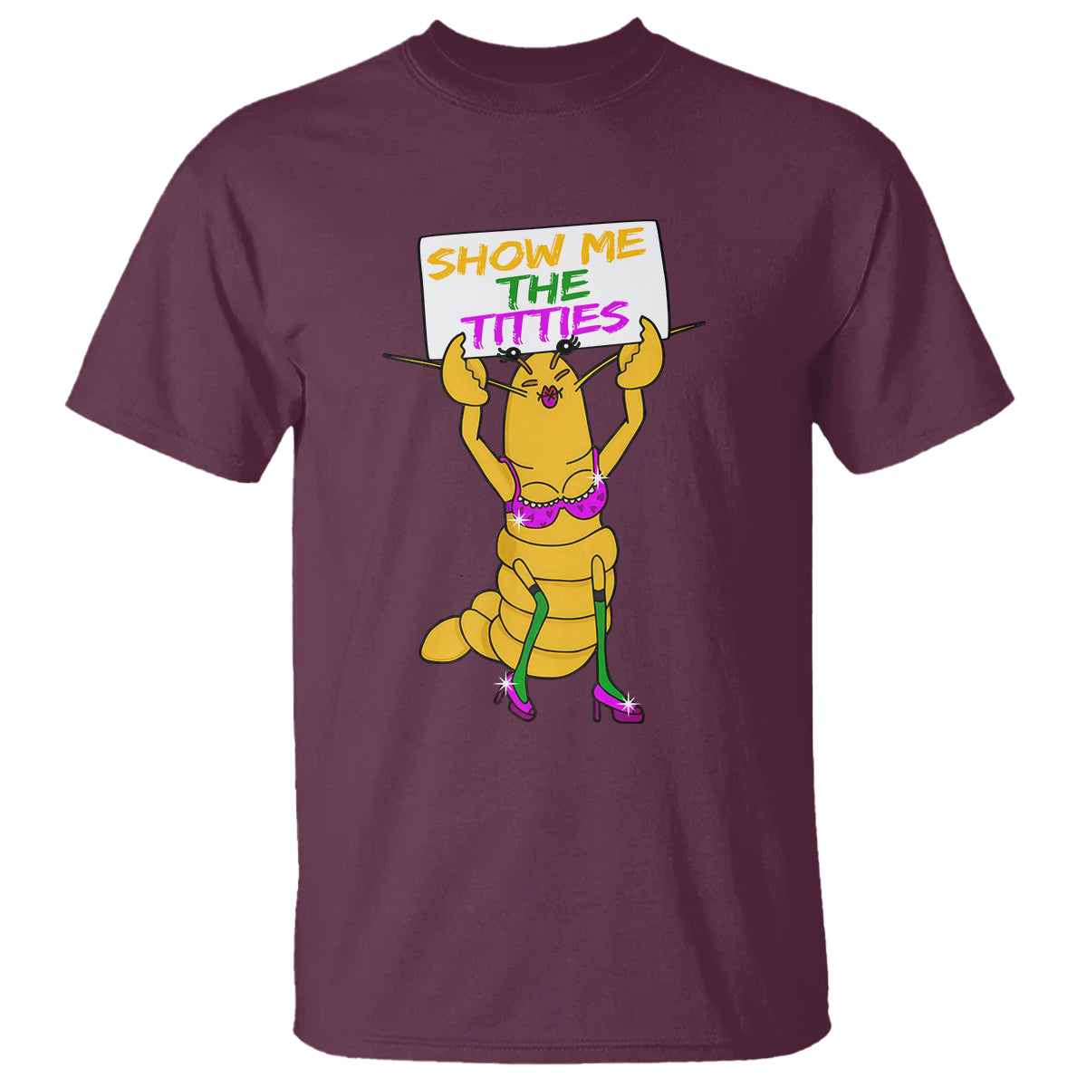 Funny Mardi Gras T Shirt Show Me The Titties Sexy Crawfish - Wonder Print Shop
