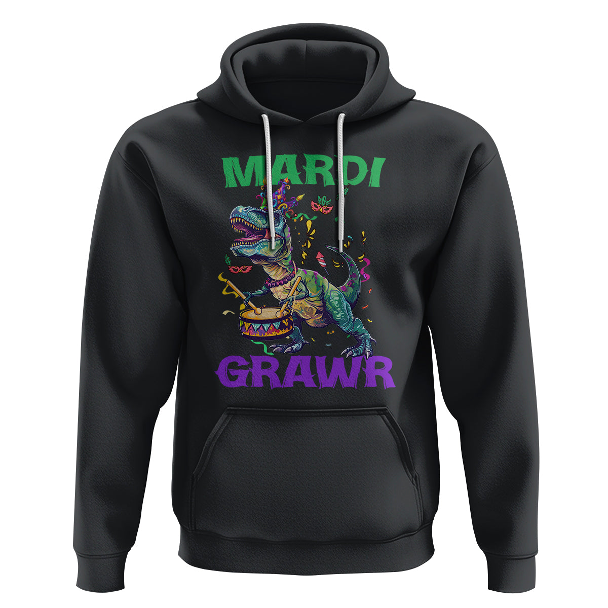 Funny Mardi Gras Dinosaur Hoodie Mardi Grawr Rex